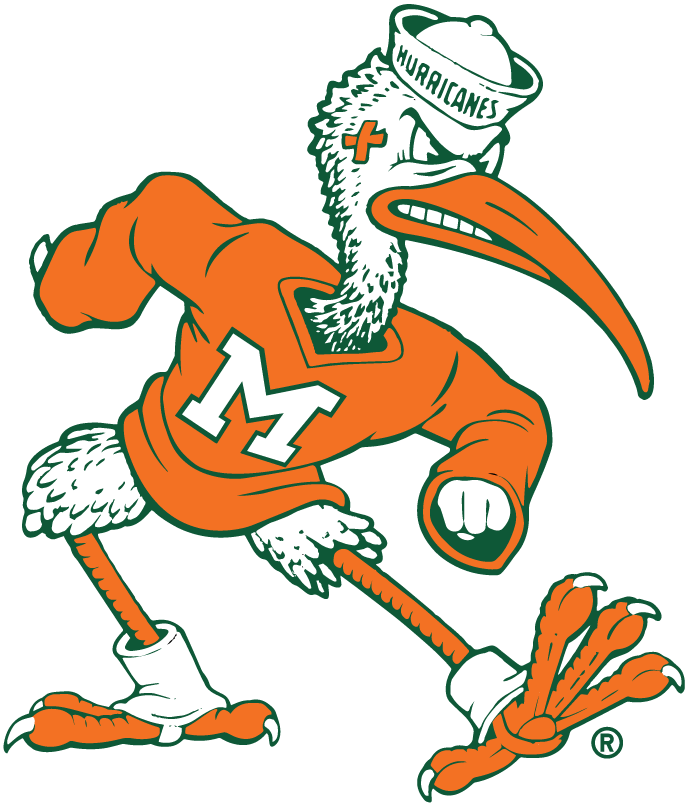 Miami Hurricanes 1964-1982 Mascot Logo v2 diy iron on heat transfer